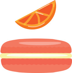 Grapefruit macaroon icon cartoon vector. French cookie. Cute food
