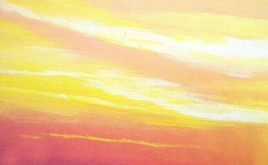 Orange and yellow art paint background. Hand paint texture, brush stroke background. Oil painted  on canvas. Watercolor texture pastel gradient colors. Copy space for design.