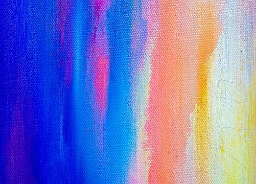 Abstract blue and orange oil paint art background, high resolution texture. White and red brush strokes on canvas.