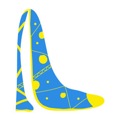 Shoe in blue and yellow design. PNG illustration