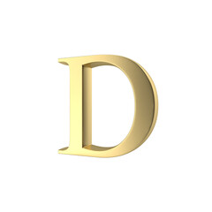 3d golden font letter D