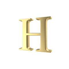 3d rendered golden letter H