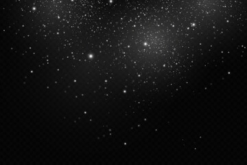 Glow effect. Vector illustration. Christmas dust flash. Snow is falling. Snowflakes.