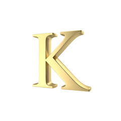 3d golden font letter K
