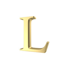 3d golden font letter L