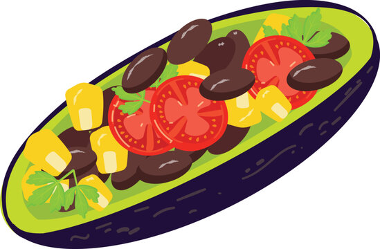 Avocado salad icon cartoon vector. Mexican food. Spicy meal