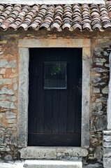 Puerta de casa en Aljustrel, lugar de origen de los tres pastorcitos, freguesía de Fátima, Portugal