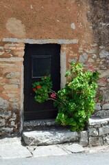 Puerta de casa en Aljustrel, lugar de origen de los tres pastorcitos, freguesía de Fátima, Portugal