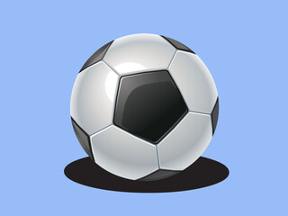 Soccer ball on blue background football art style funny cartoon sport vector.