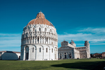 The Leaning Tower in a sunny day in Pisa, Italy.