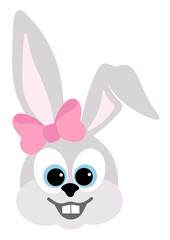 Easter Bunny with a bow clipart svg. Rabbit art