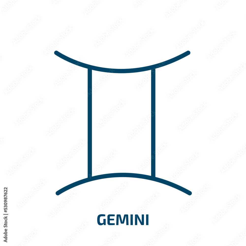 Poster gemini icon from zodiac collection. thin linear gemini, sagittarius, constellation outline icon isol