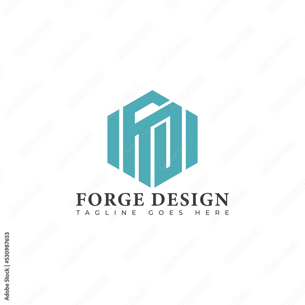 Poster abstract initial letter fd or df logo in blue color isolated in white background applied for softwar