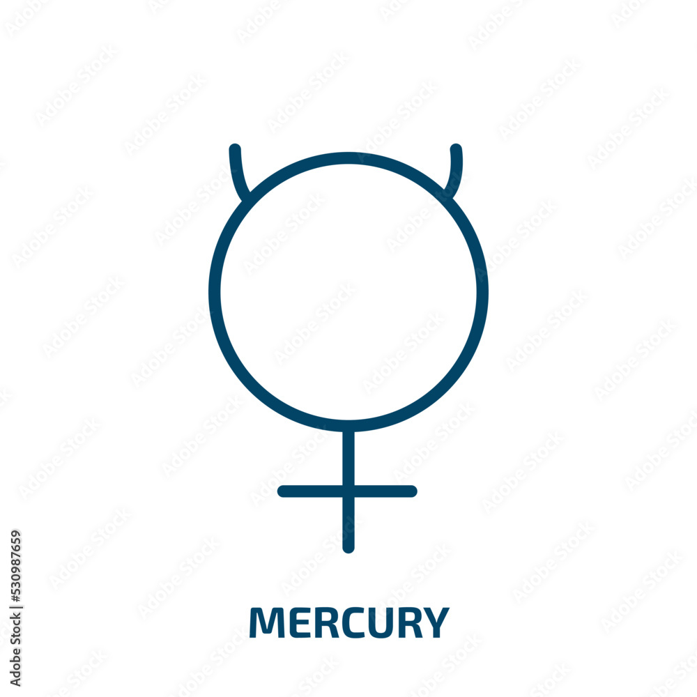 Aufkleber mercury icon from zodiac collection. thin linear mercury, heat, indicator outline icon isolated on w
