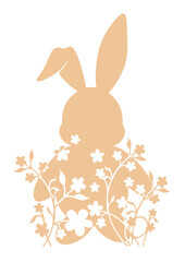 Hare in the grass clipart. Easter bunny clipart beige
