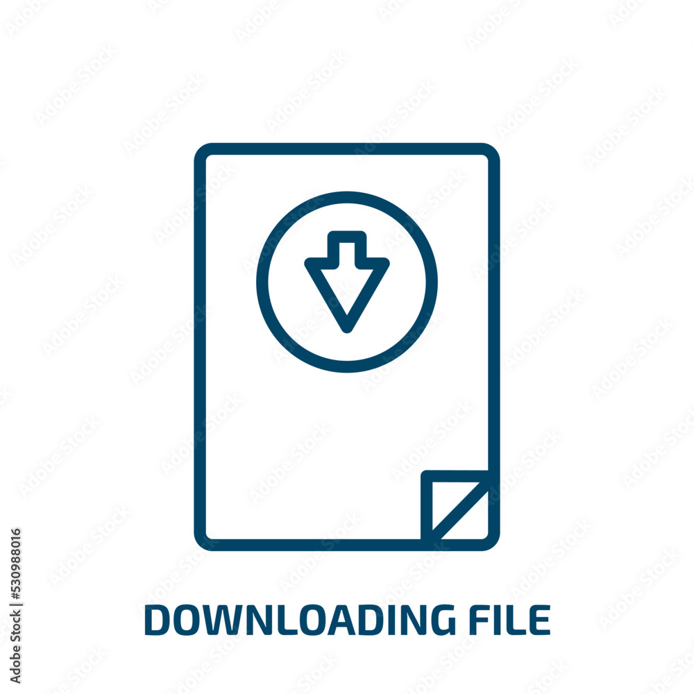Poster downloading file icon from web collection. thin linear downloading file, download, internet outline 