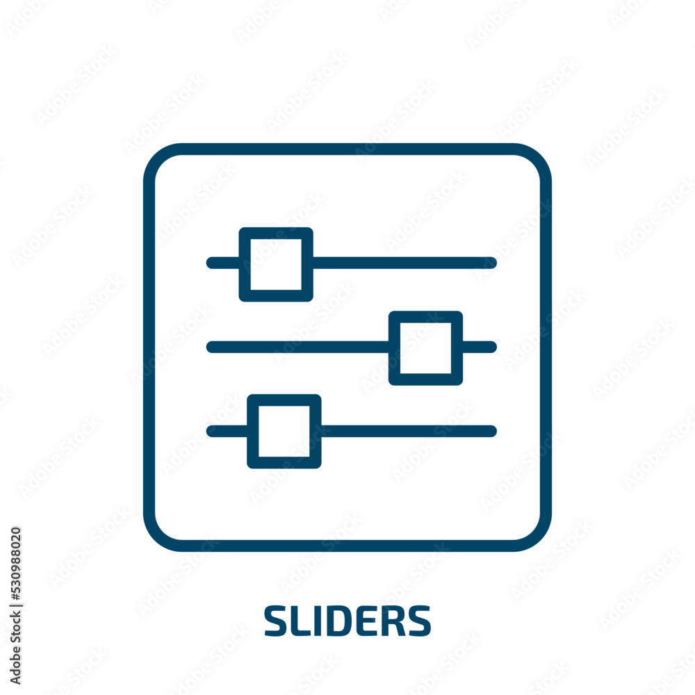 Poster sliders icon from web collection. thin linear sliders, slider, template outline icon isolated on whi