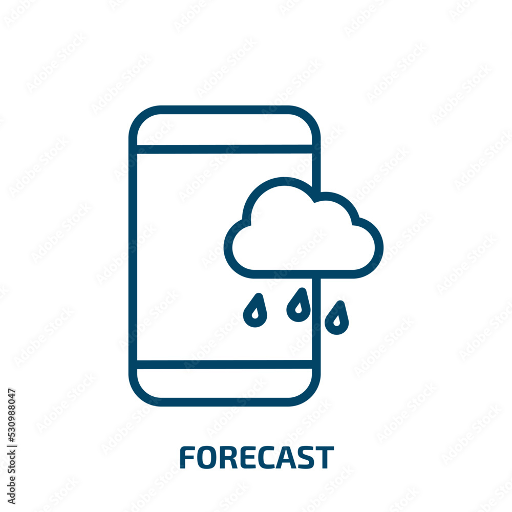 Poster forecast icon from weather collection. thin linear forecast, cloud, data outline icon isolated on wh