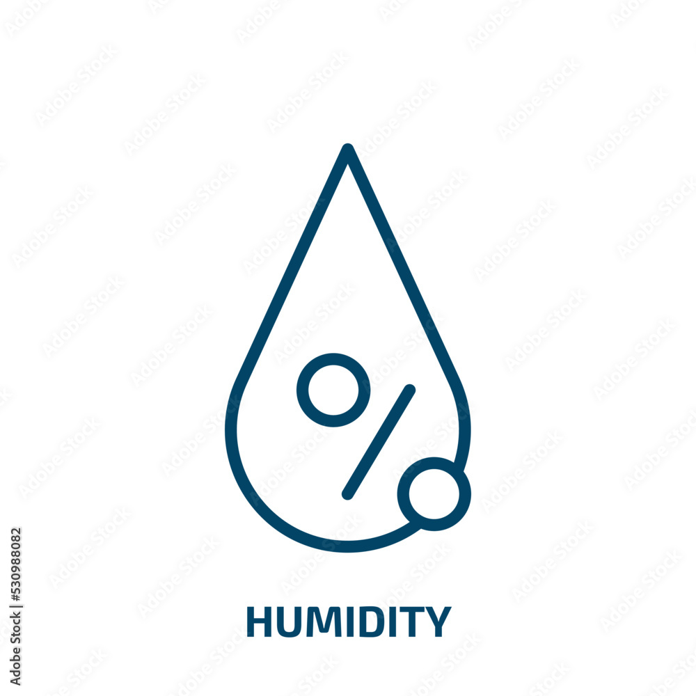 Poster humidity icon from weather collection. thin linear humidity, weather, drop outline icon isolated on 