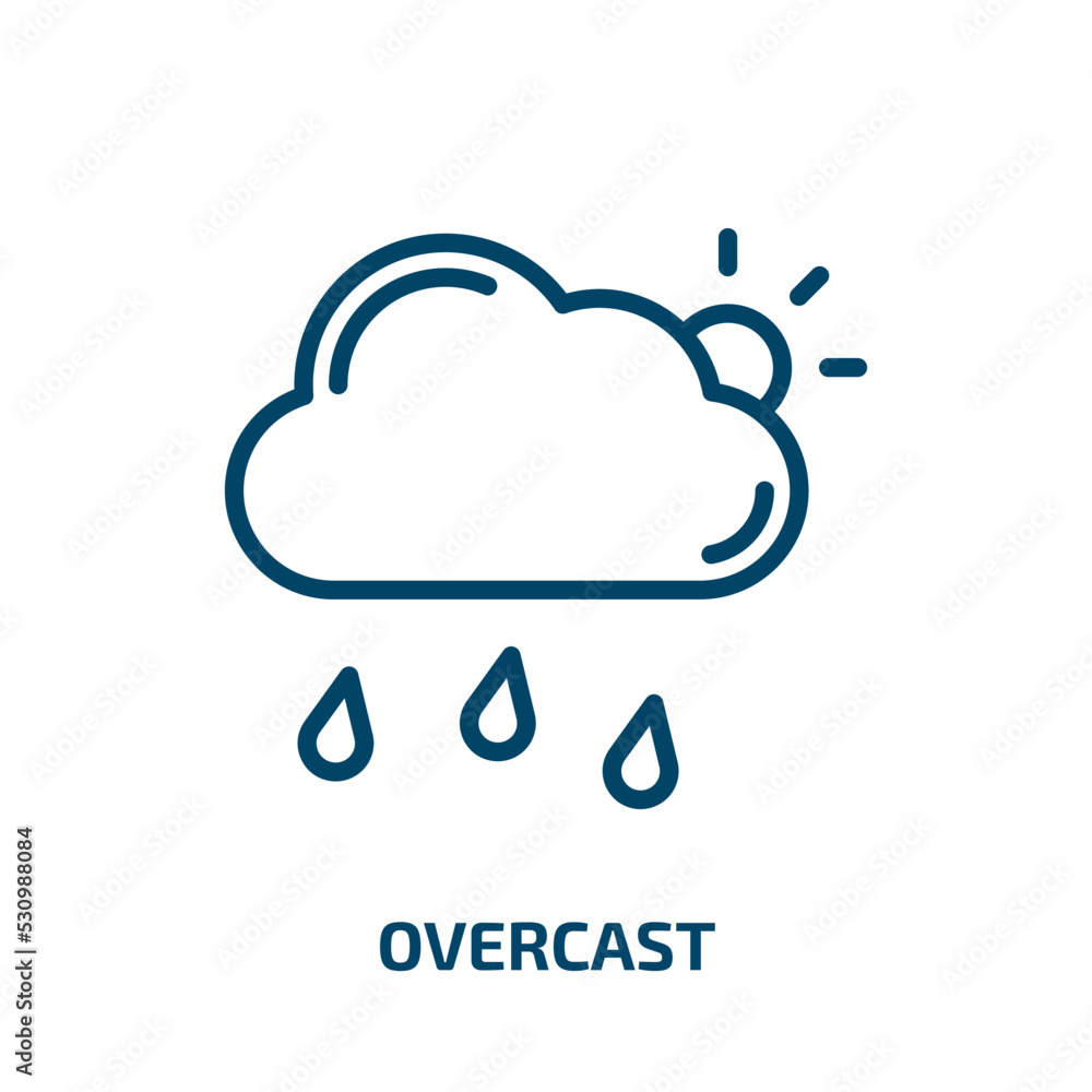Poster overcast icon from weather collection. thin linear overcast, cloud, season outline icon isolated on 