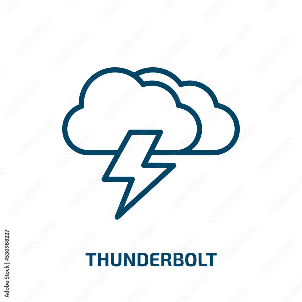Poster thunderbolt icon from weather collection. thin linear thunderbolt, flash, thunder outline icon isola