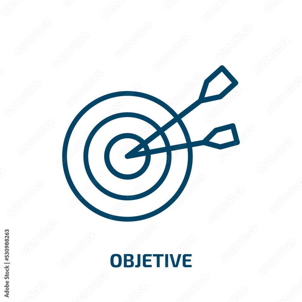Poster objetive icon from weapons collection. thin linear objetive, objets, children outline icon isolated 