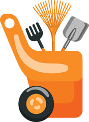 Garden tool cart icon cartoon vector. Farm equipment. Summer work