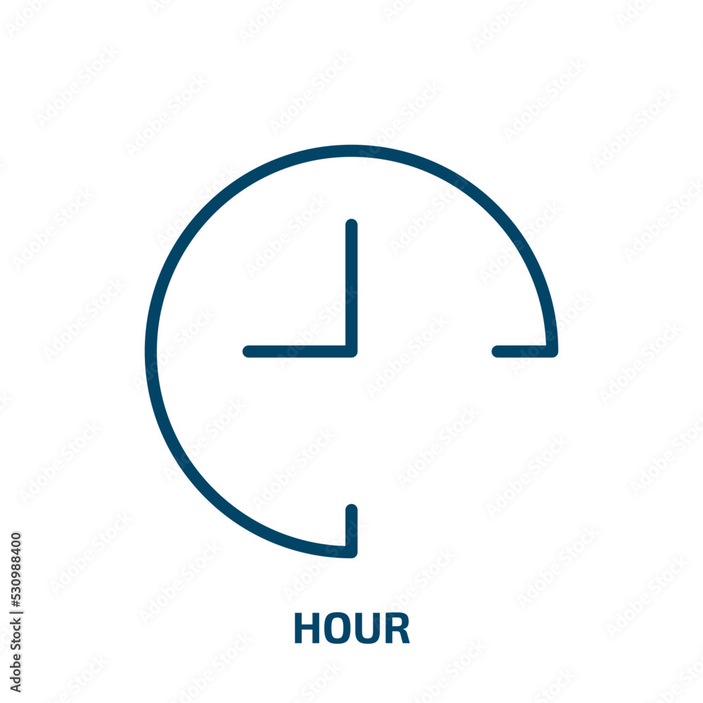 Poster hour icon from user interface collection. thin linear hour, clock, watch outline icon isolated on wh