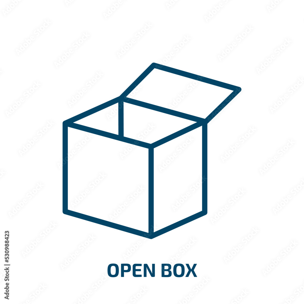 Poster open box icon from user interface collection. thin linear open box, box, package outline icon isolat