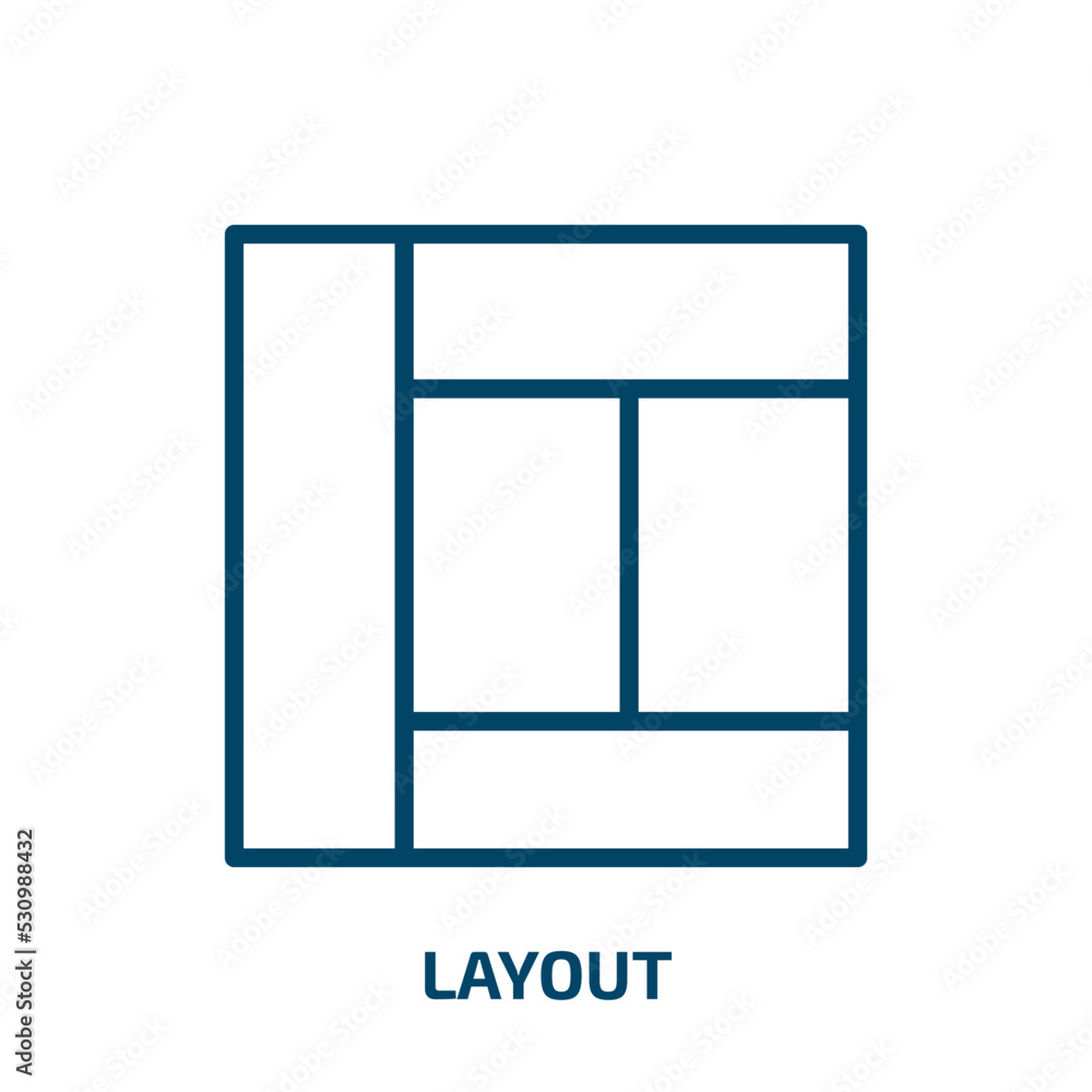 Aufkleber layout icon from user interface collection. thin linear layout, template, business outline icon isol