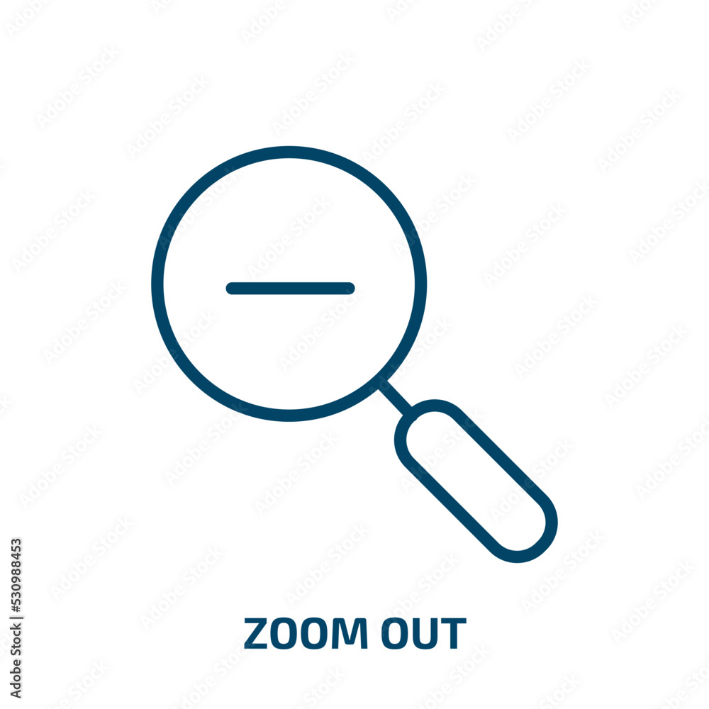Poster zoom out icon from user interface collection. thin linear zoom out, zoom, glass outline icon isolate