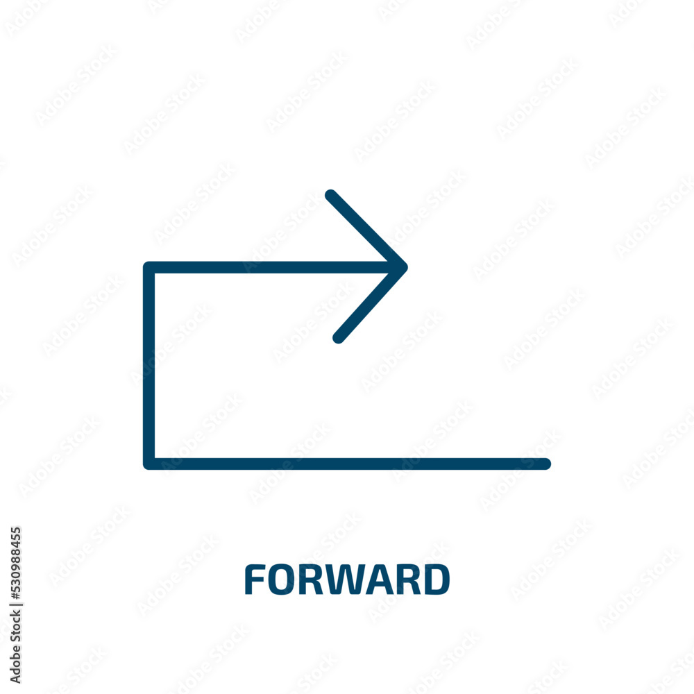 Poster forward icon from user interface collection. thin linear forward, next, download outline icon isolat