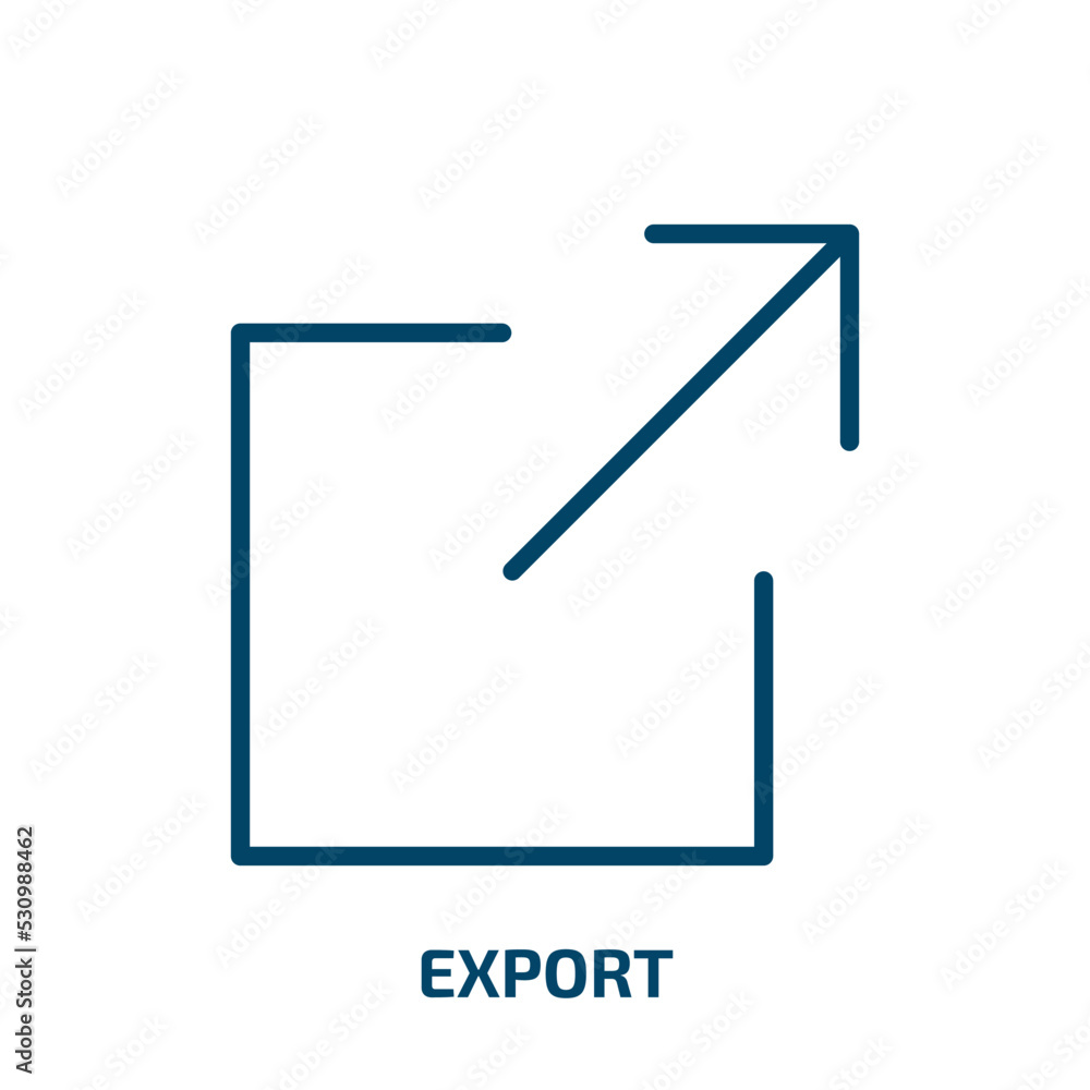 Poster export icon from user interface collection. thin linear export, truck, logistics outline icon isolat