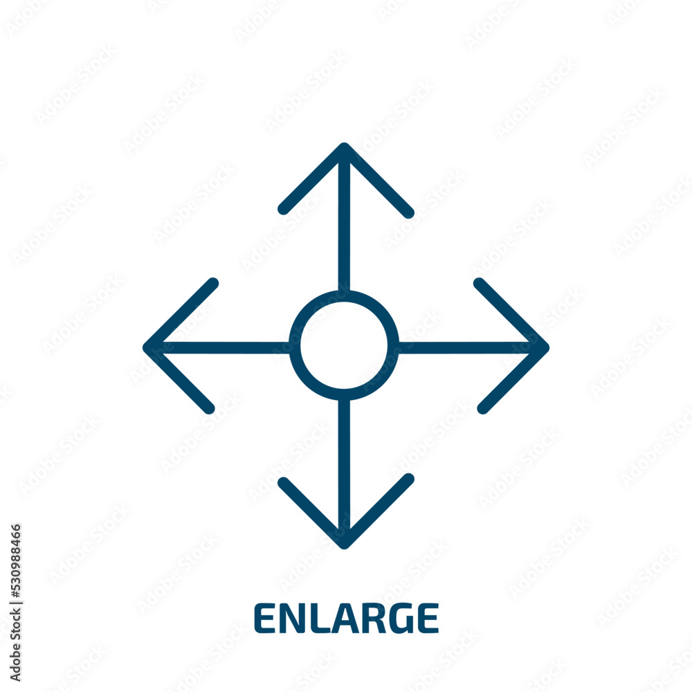 Poster enlarge icon from user interface collection. thin linear enlarge, research, lens outline icon isolat