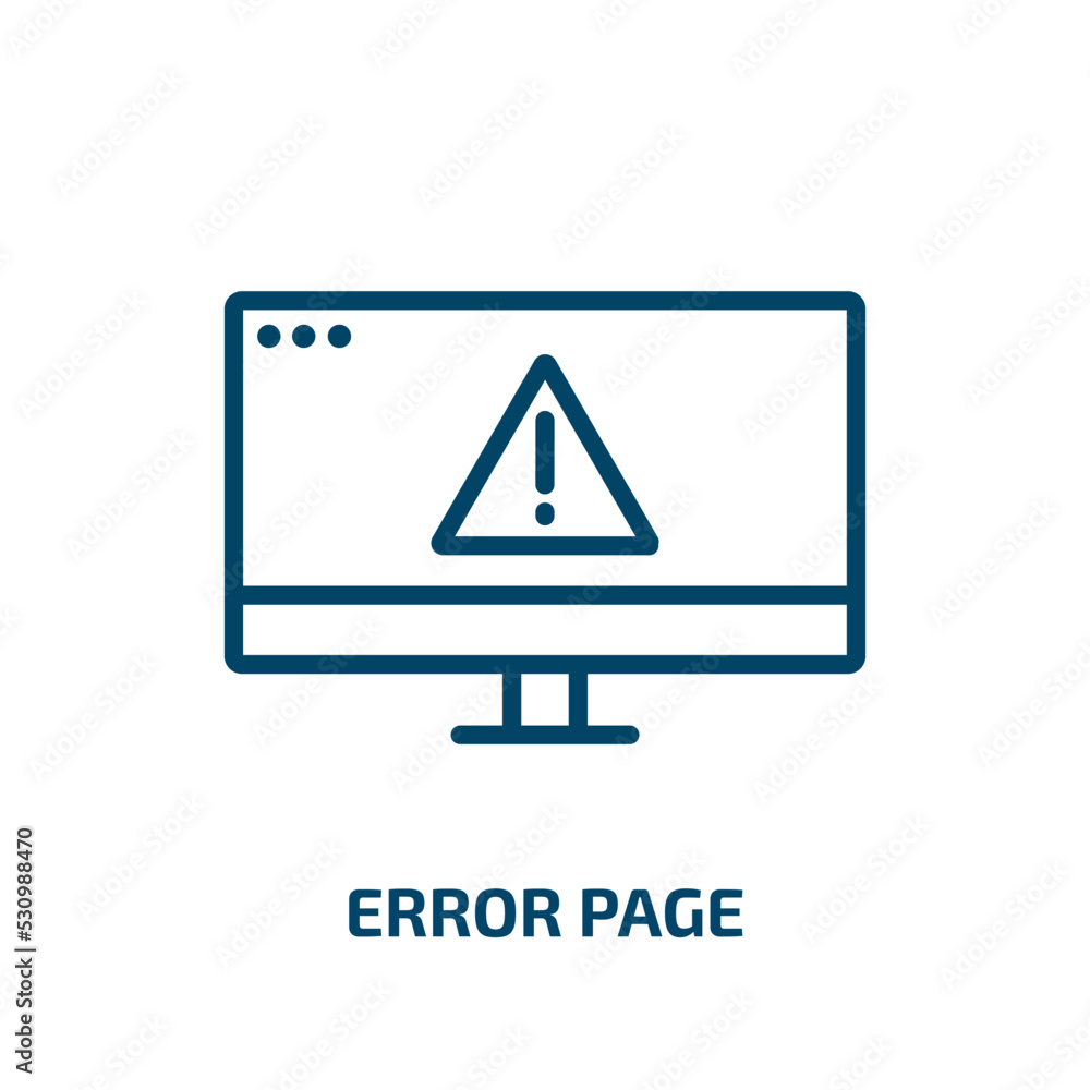 Poster error page icon from user interface collection. thin linear error page, error, message outline icon 