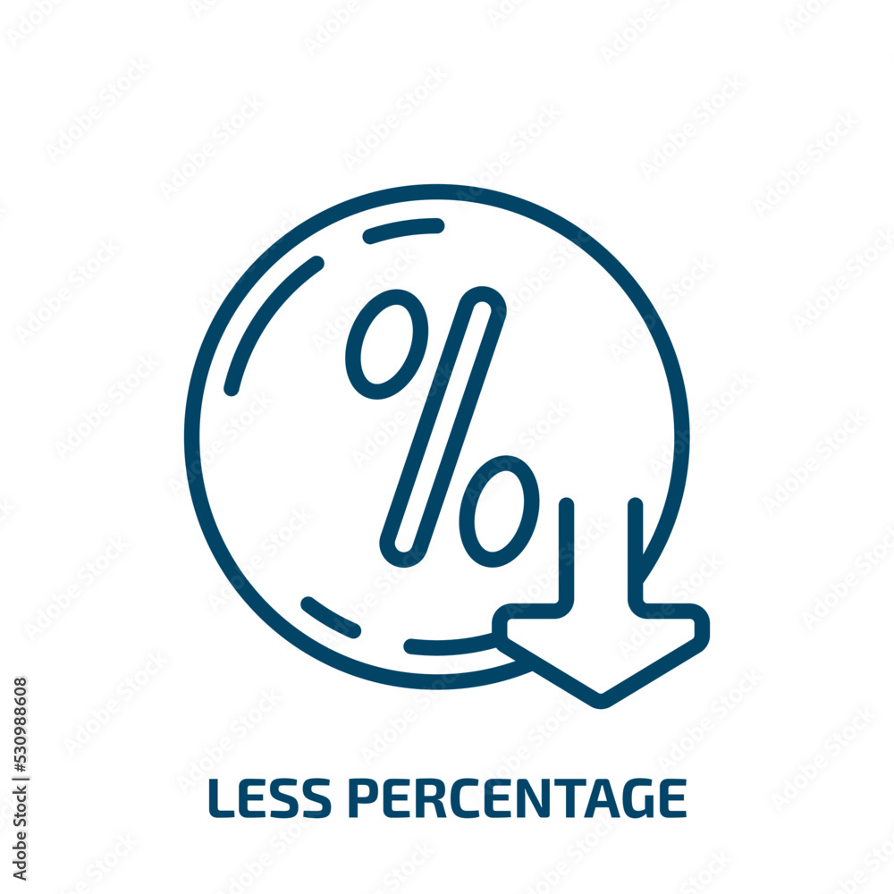 Poster less percentage icon from user interface collection. thin linear less percentage, percentage, price 