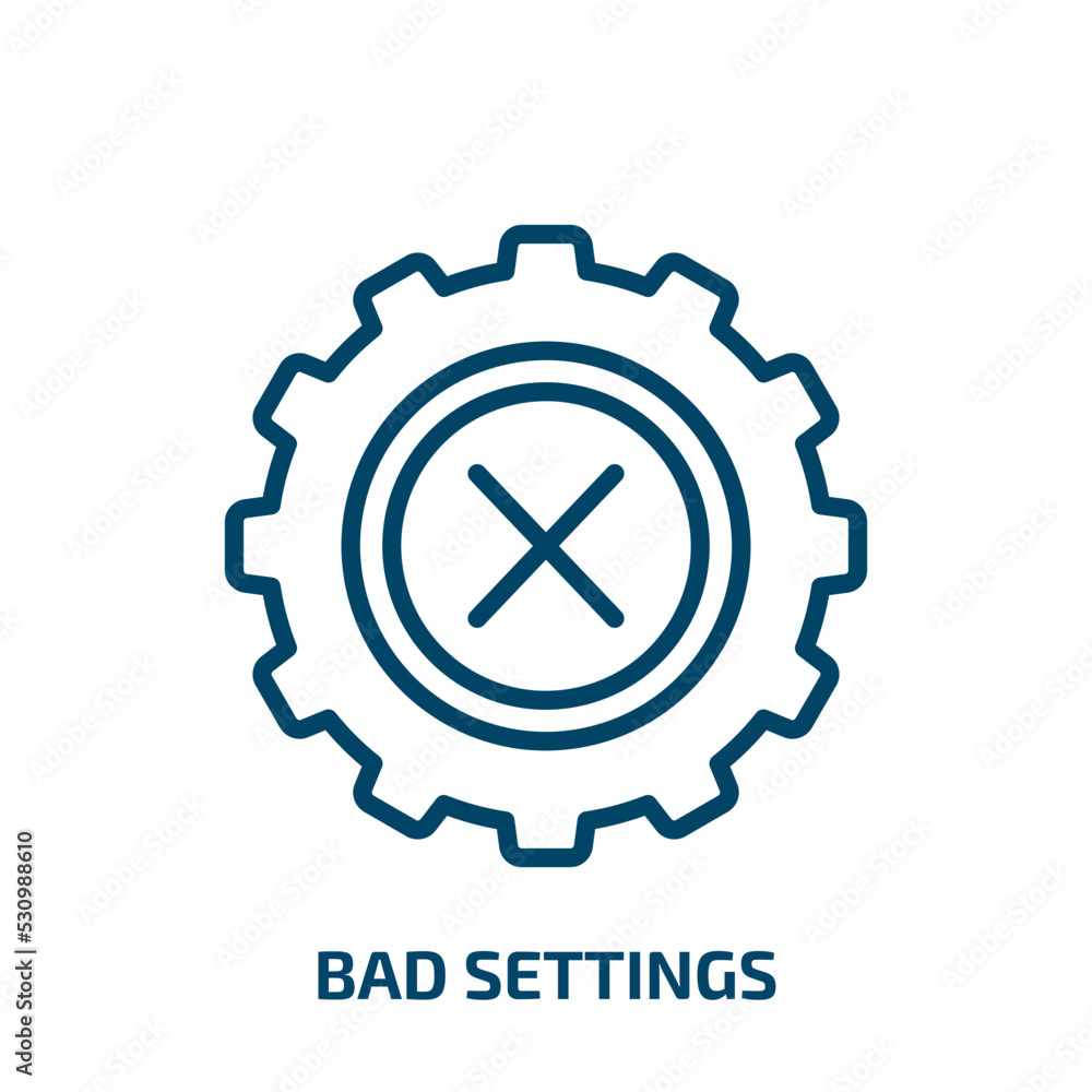 Poster bad settings icon from user interface collection. thin linear bad settings, bad, stop outline icon i
