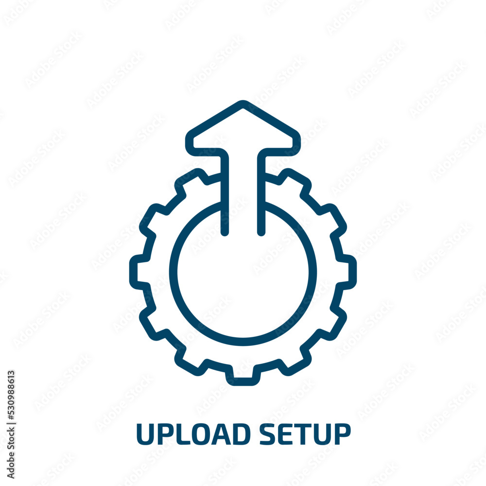 Poster upload setup icon from user interface collection. thin linear upload setup, upload, setup outline ic