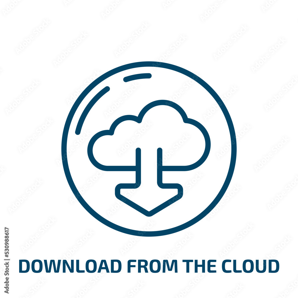 Poster download from the cloud icon from user interface collection. thin linear download from the cloud, cl
