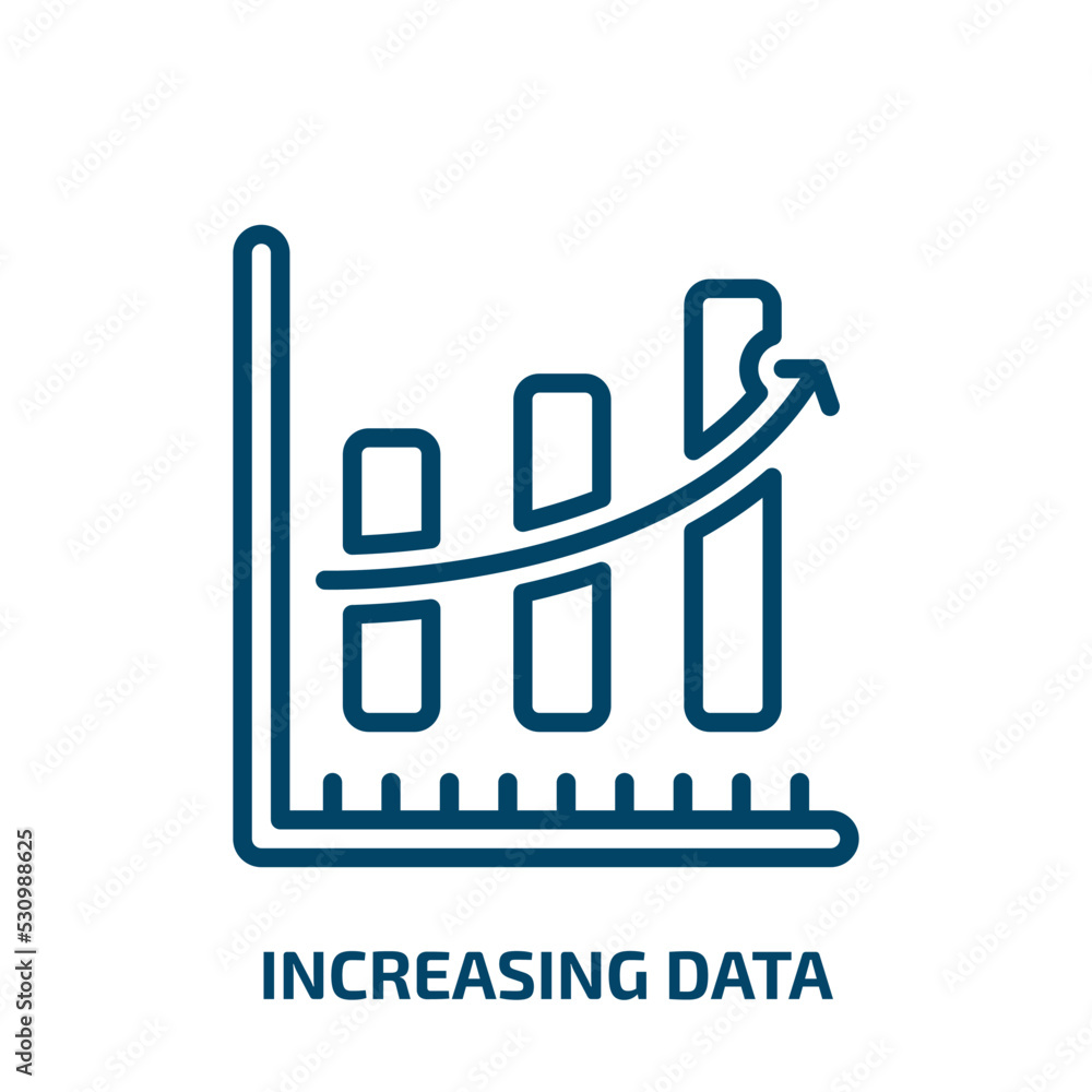 Poster increasing data icon from user interface collection. thin linear increasing data, increase, growth o