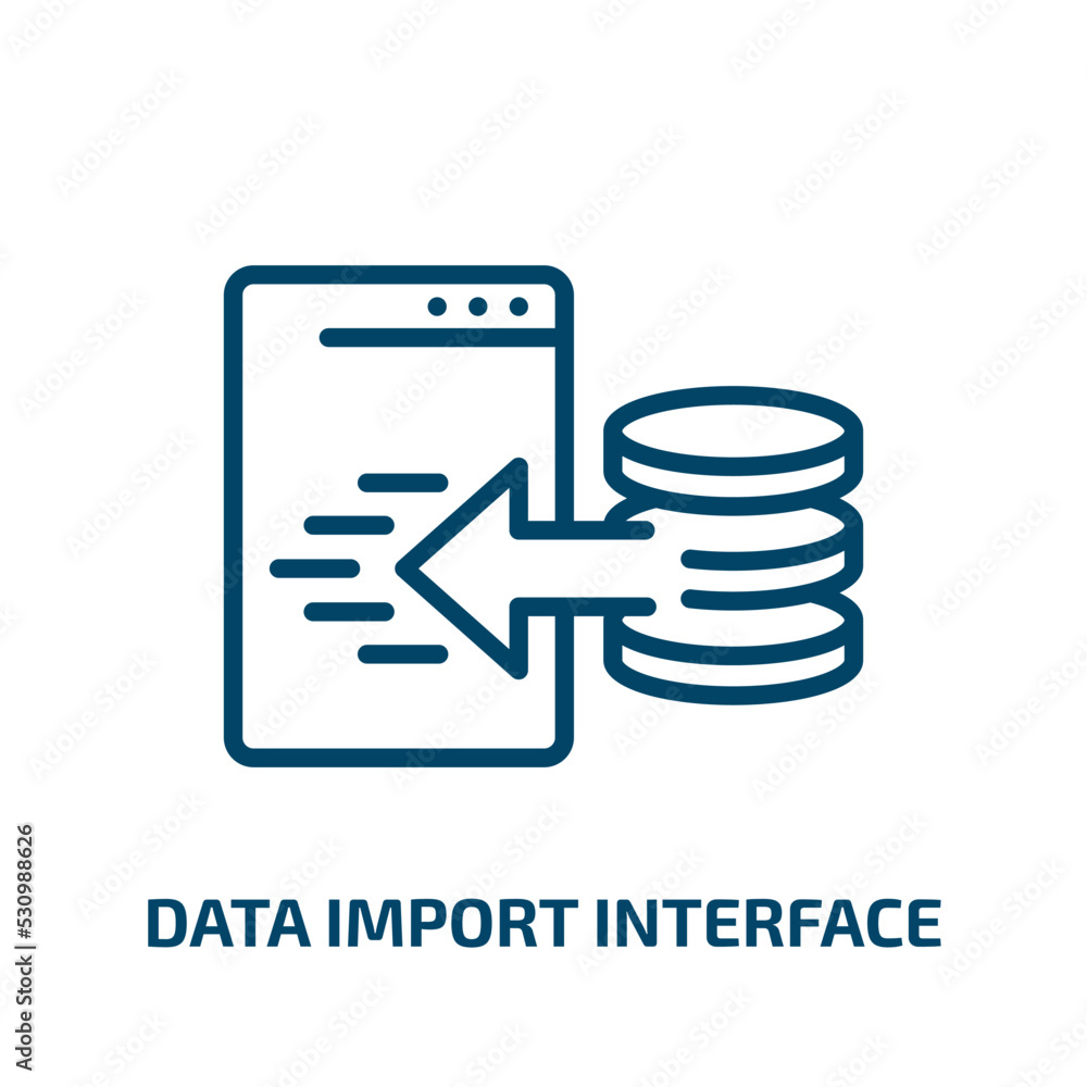 Poster data import interface icon from user interface collection. thin linear data import interface, data, 