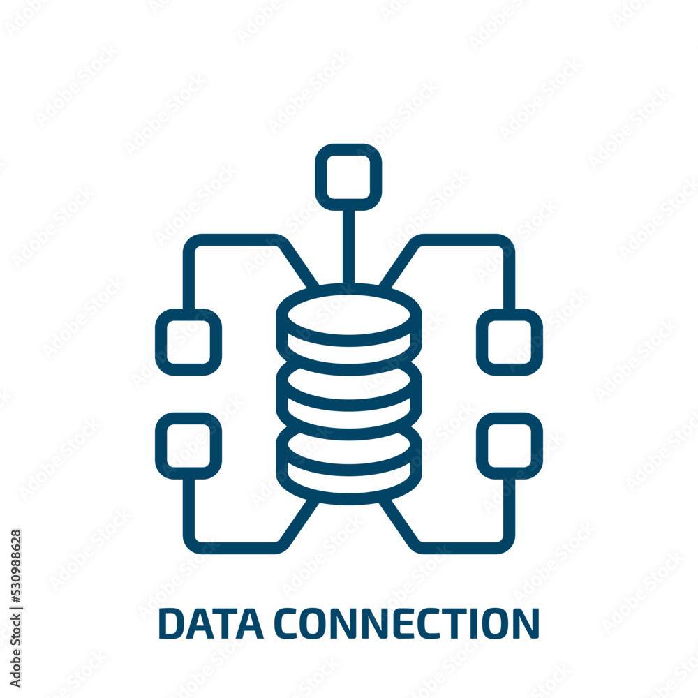 Poster data connection icon from user interface collection. Thin linear data connection, data, connection outline icon isolated on white background. Line vector data connection sign, symbol for web and