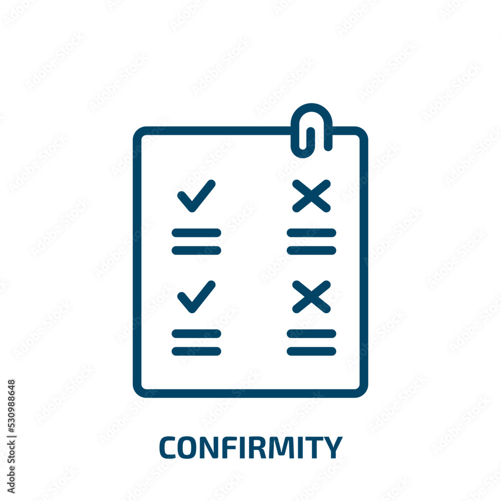 Poster confirmity icon from user interface collection. thin linear confirmity, check, confirm outline icon 