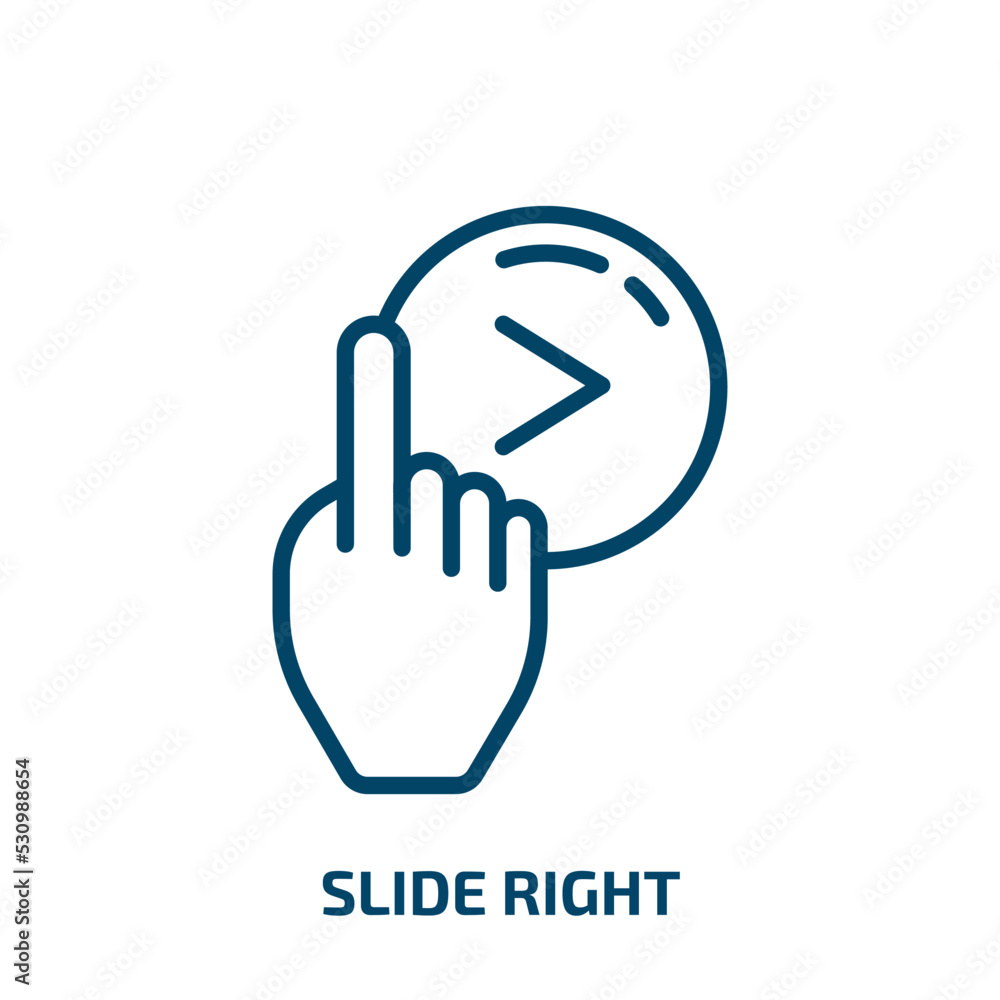 Poster slide right icon from user interface collection. thin linear slide right, arrow, slide outline icon 