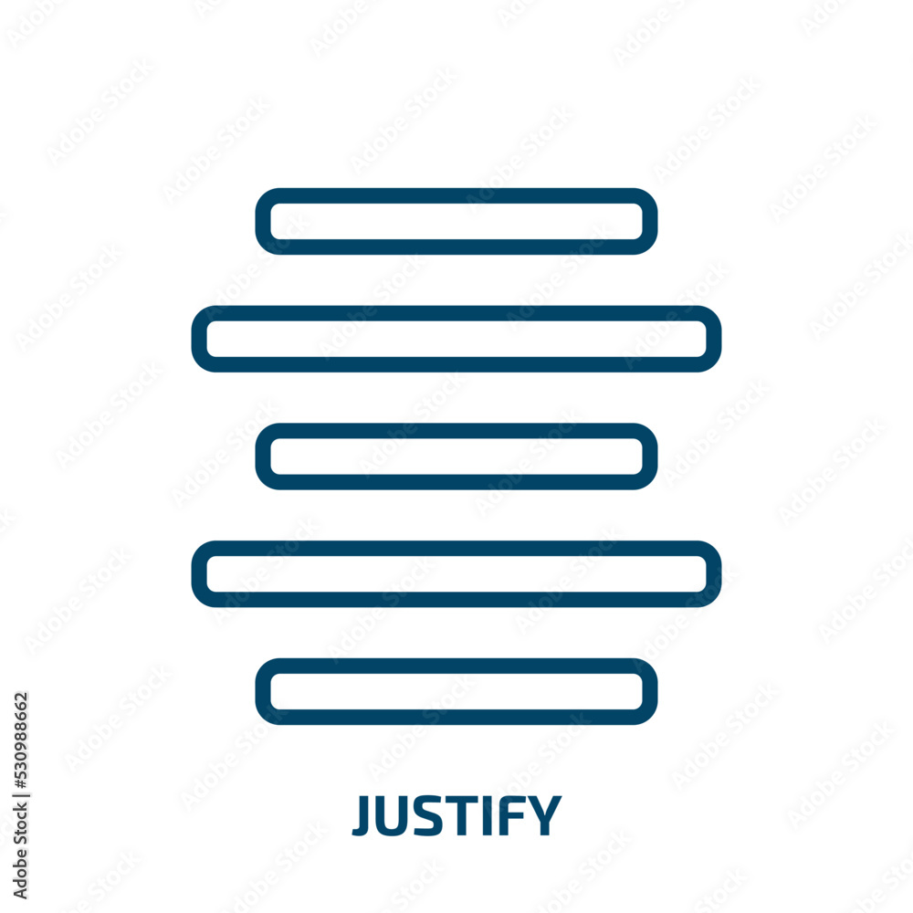Poster justify icon from user interface collection. thin linear justify, text, app outline icon isolated on
