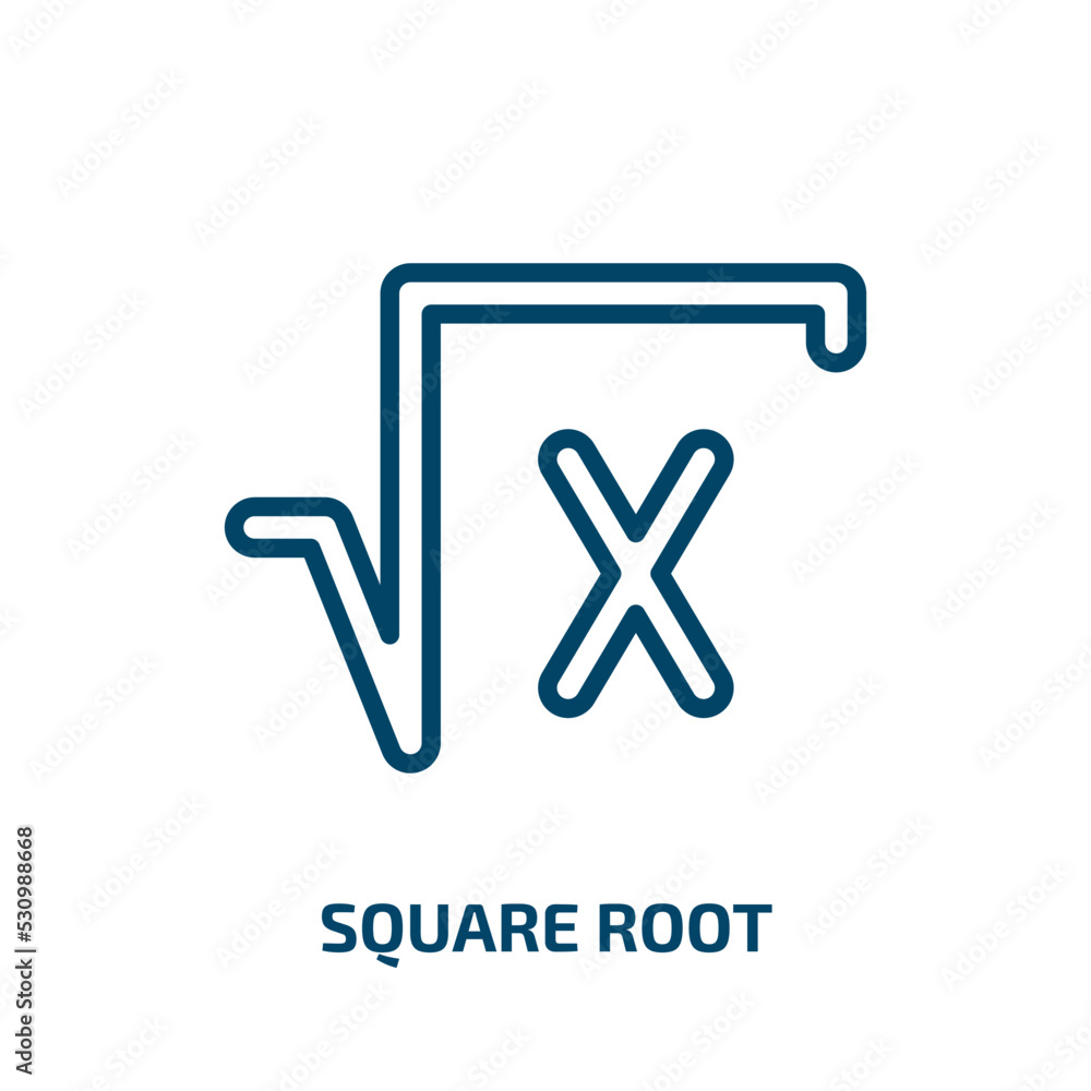Poster square root icon from user interface collection. thin linear square root, root, square outline icon 