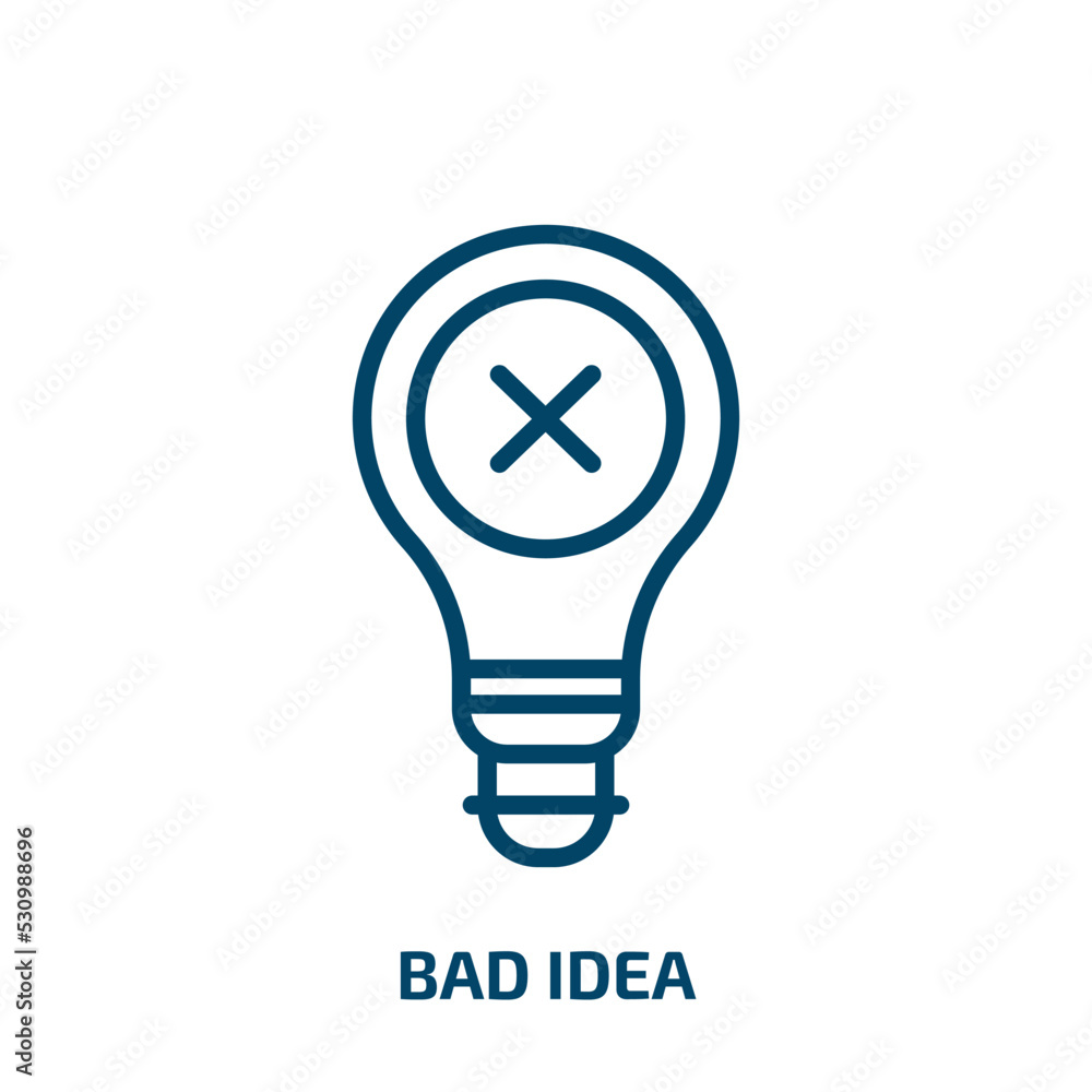 Poster bad idea icon from user interface collection. thin linear bad idea, idea, bad outline icon isolated 