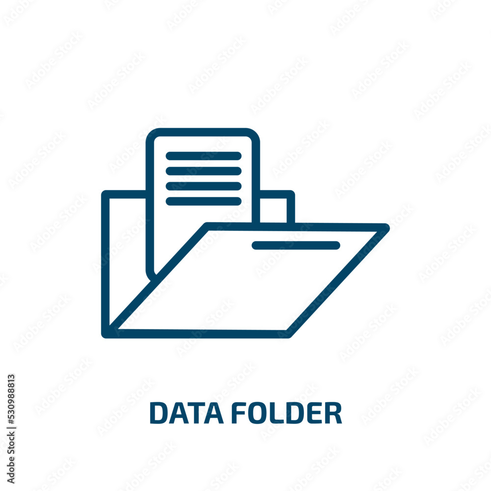 Poster data folder icon from user interface collection. thin linear data folder, data, file outline icon is