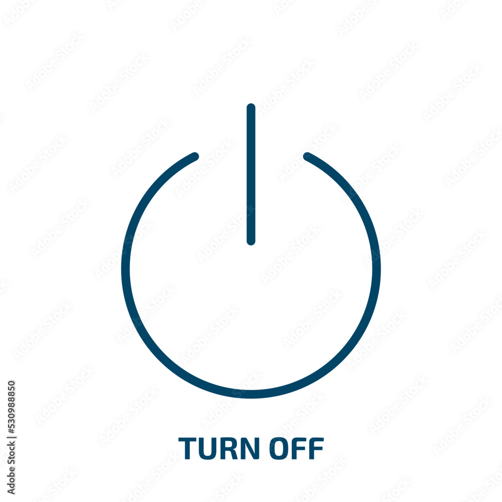 Aufkleber turn off icon from user interface collection. thin linear turn off, button, turn outline icon isolat