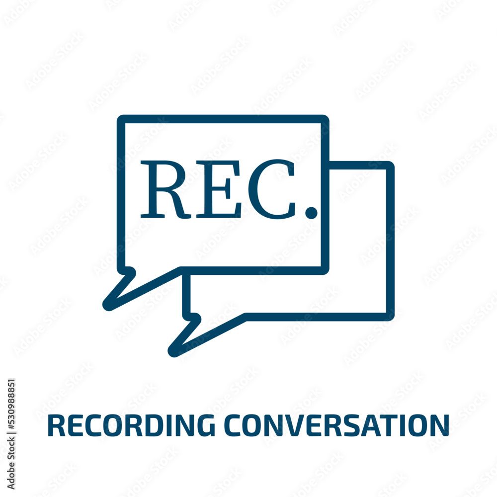 Poster recording conversation icon from user interface collection. thin linear recording conversation, comm